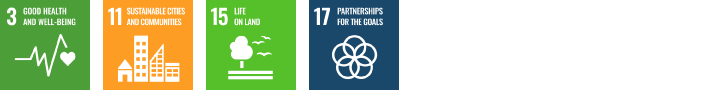 3.Good health and well-being, 11.Sustainable cities and communities, 15.Life on land, 17.Partnerships for the goals